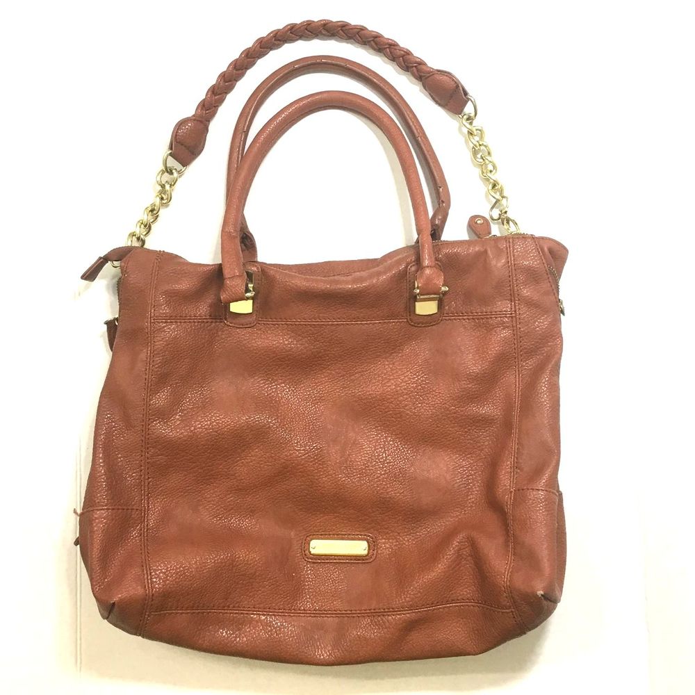 STEVE MADDEN Caramel Brown Side-Zipper Purse